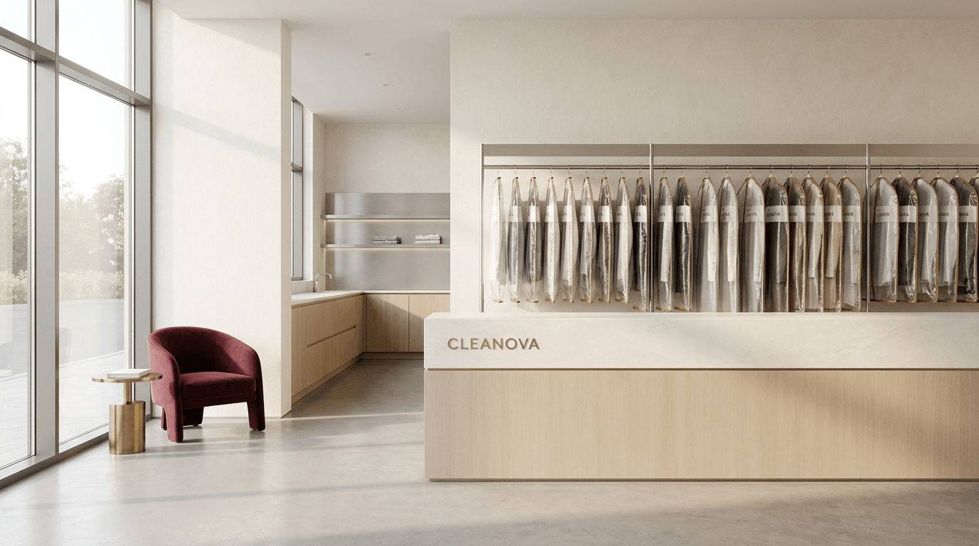 Cleanova hizmet alanından premium kuru temizleme görünümü